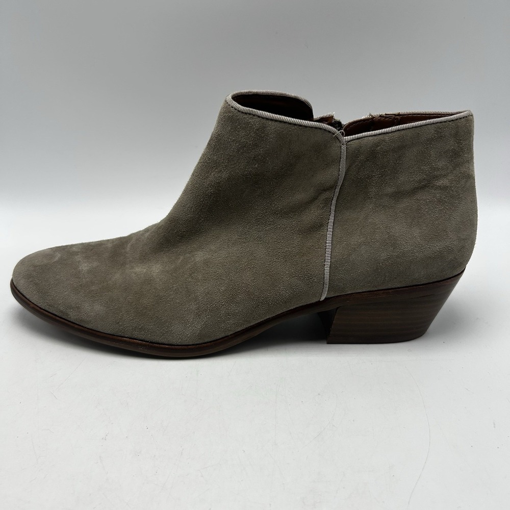 Sam Edelman Booties Womens 9.5 M Gray Suede Leather Ankle Boots Side Zip